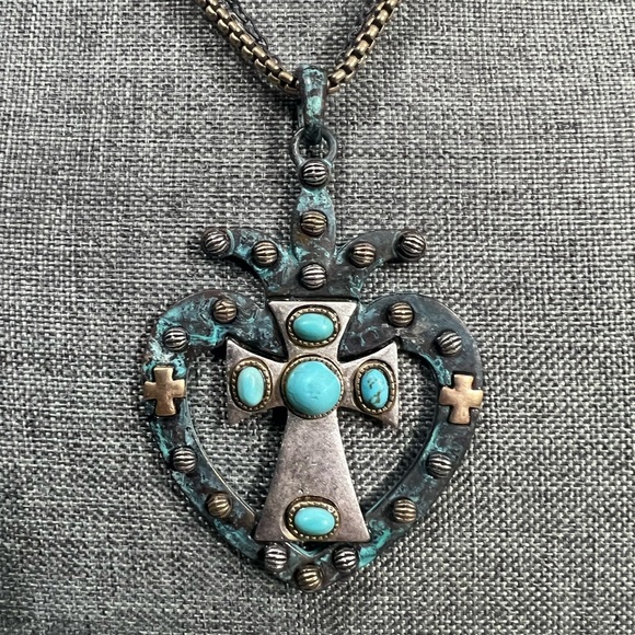 Rustic Distressed Goth/Rennaisance Necklace With Earrings Chain Measures 18/20” - Picture 7 of 10